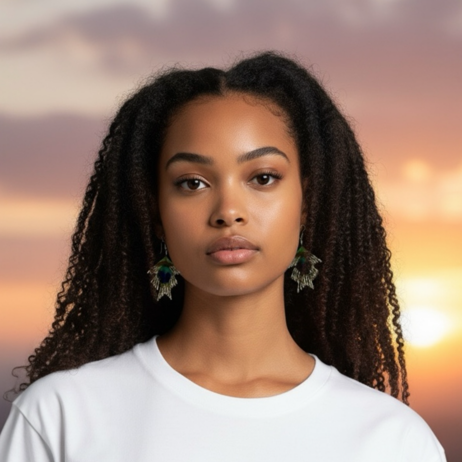 Peacock's Feather Beaded Earrings
