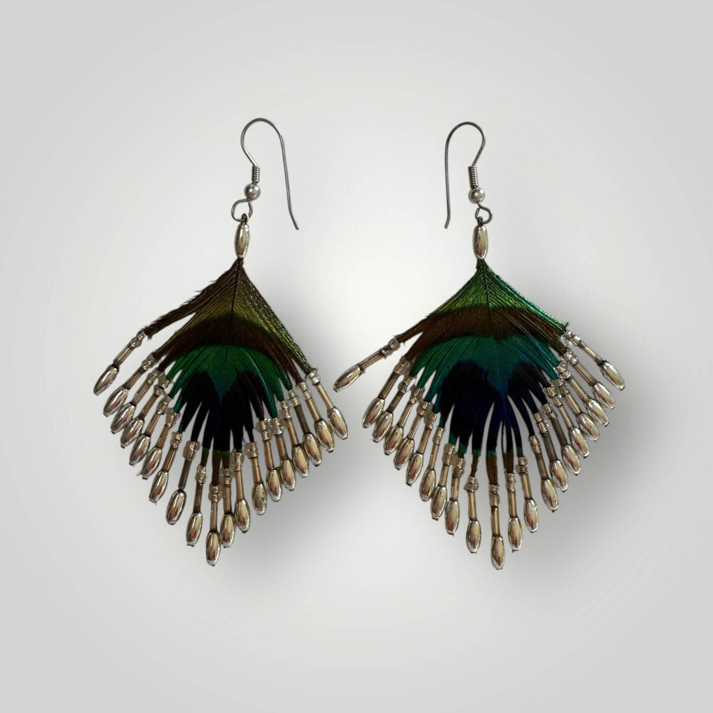 Rhombus | Peacock 's Feather Earrings | Handmade|